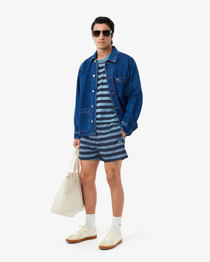 LACOSTE Costume Uomo in Poliestere Riciclato a Righe Orizzontali