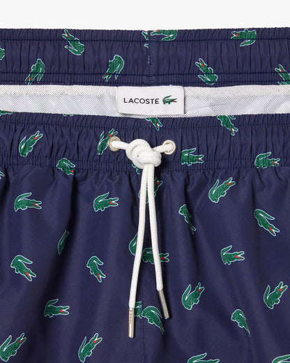 LACOSTE Costume Uomo in Poliestere Riciclato con Coccodrillo Stampato