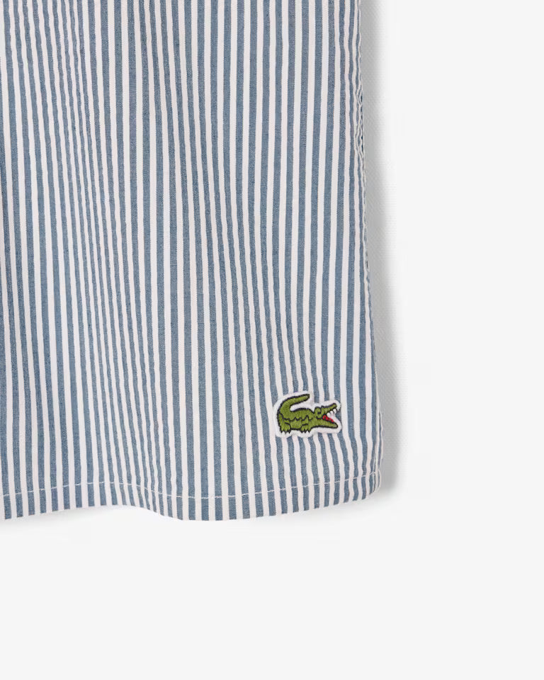 LACOSTE Costume Uomo in Cotone e Poliestere Riciclato a Righe Seersucker