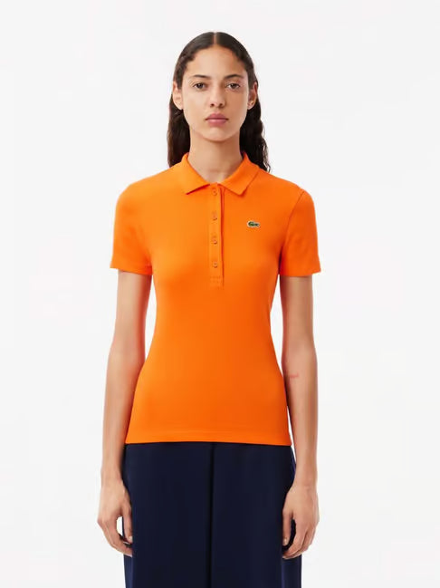 LACOSTE Polo Donna Slim fit in Piqué di cotone stretch con bottoni in madreperla