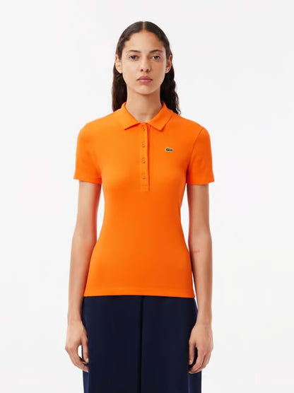LACOSTE Polo Donna Slim fit in Piqué di cotone stretch con bottoni in madreperla