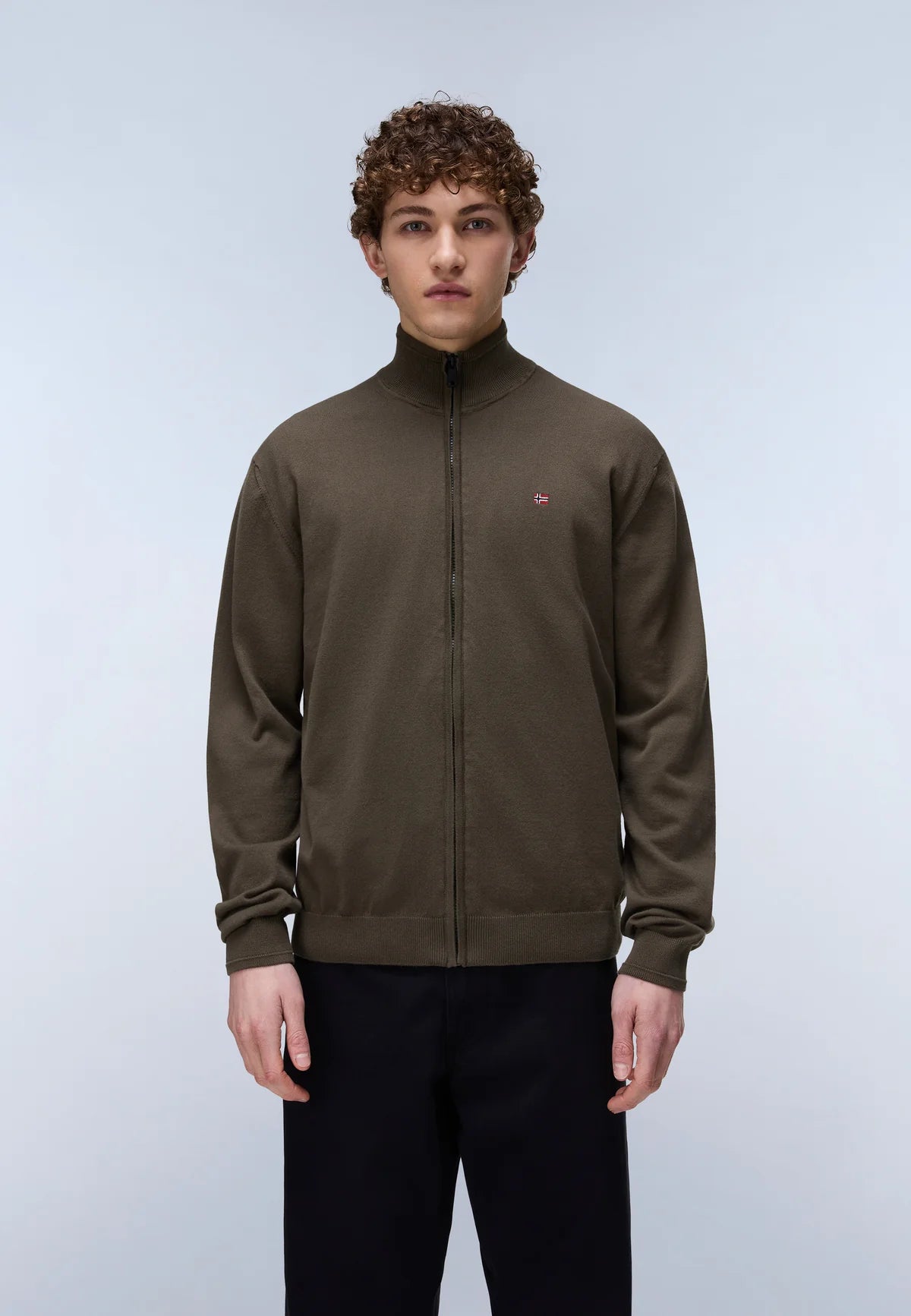 Napapijri · Maglione Decatur 2.0 uomo zip collo alto verde oliva