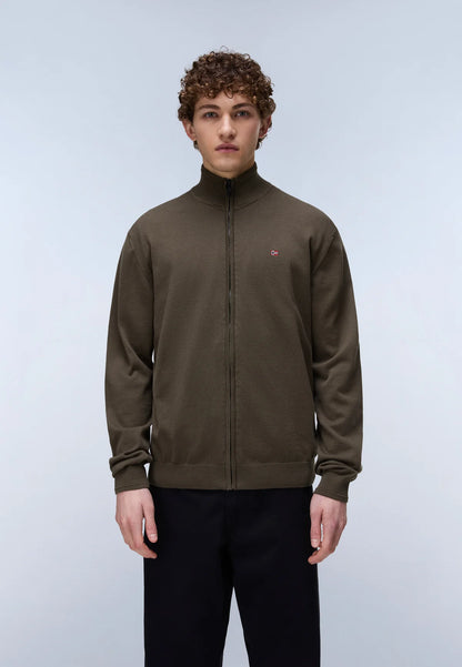 Napapijri · Maglione Decatur 2.0 uomo zip collo alto verde oliva