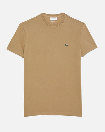 LACOSTE T-Shirt Uomo Manica Corta Cotone PIMA Beige
