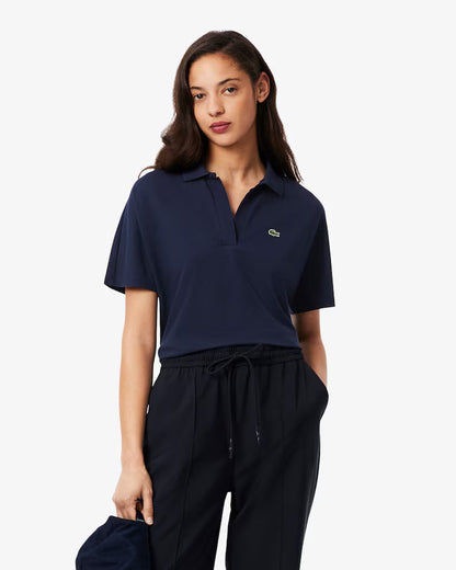 LACOSTE Polo Donna Relaxed fit in Piqué fluido manica corta Blu