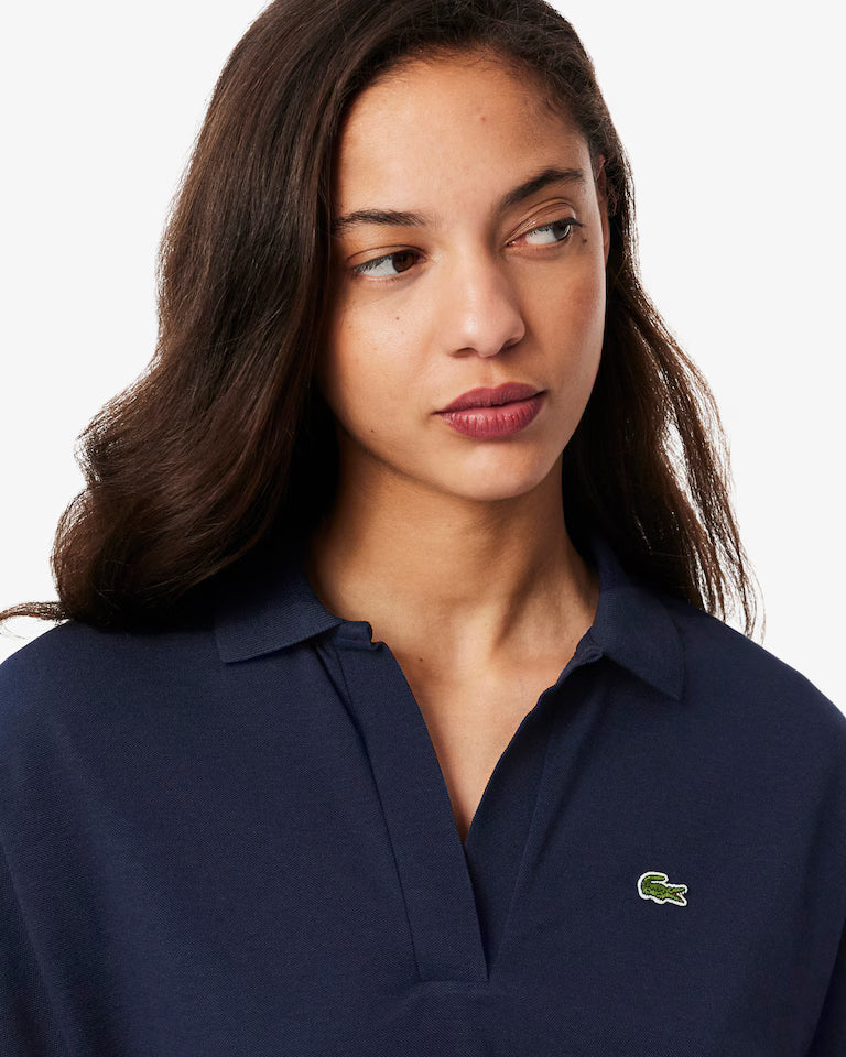 LACOSTE Polo Donna Relaxed fit in Piqué fluido manica corta Blu