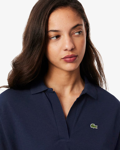 LACOSTE Polo Donna Relaxed fit in Piqué fluido manica corta Blu