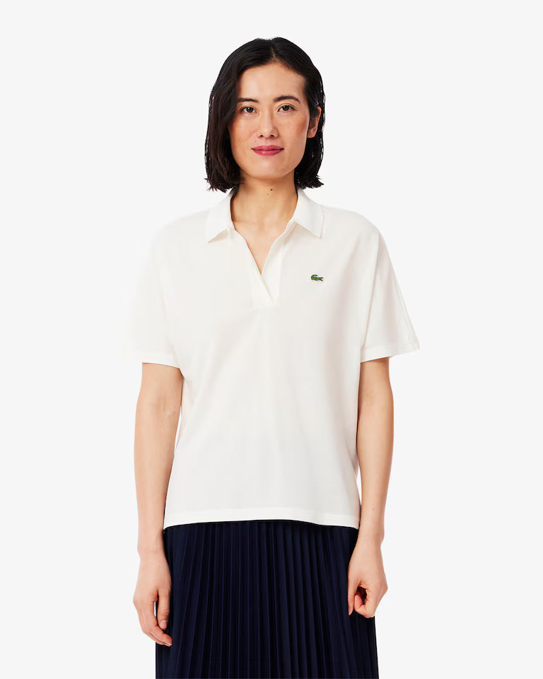 Lacoste Polo Donna Relaxed fit in Piqué manica corta Bianca