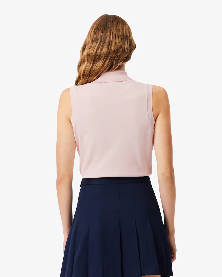 Lacoste Polo Donna smanicata Slim fit in Piqué di cotone stretch Rosa