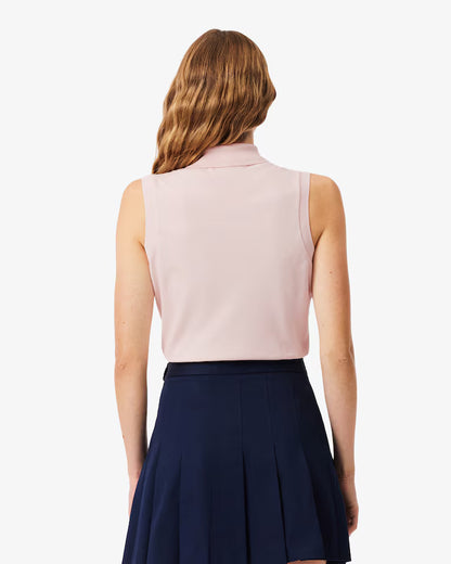Lacoste Polo Donna smanicata Slim fit in Piqué di cotone stretch Rosa