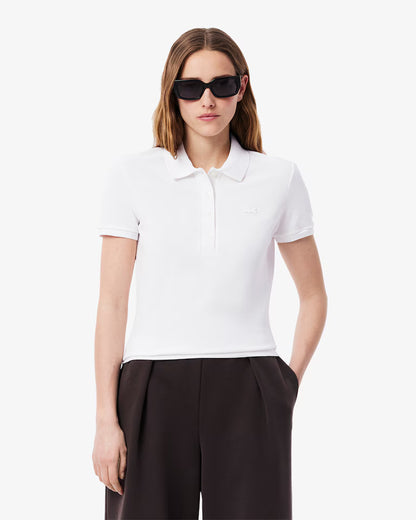 LACOSTE Polo Donna Slim fit in Piqué di cotone stretch manica corta Bianco