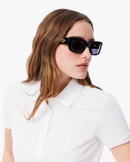 LACOSTE Polo Donna Slim fit in Piqué di cotone stretch manica corta Bianco