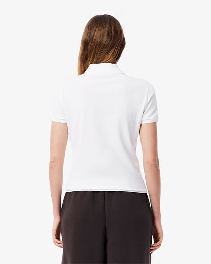 LACOSTE Polo Donna Slim fit in Piqué di cotone stretch manica corta Bianco