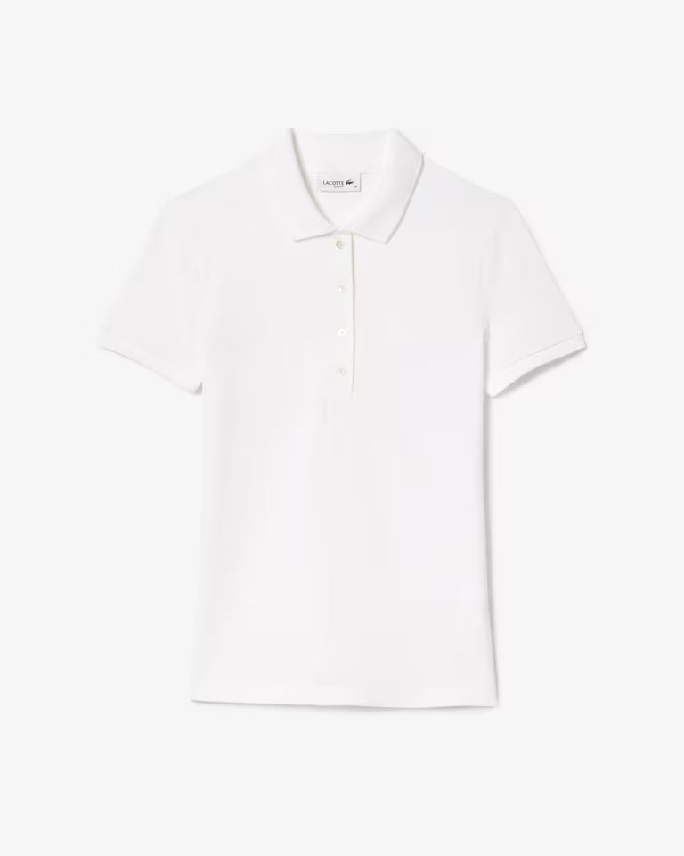 LACOSTE Polo Donna Slim fit in Piqué di cotone stretch manica corta Bianco