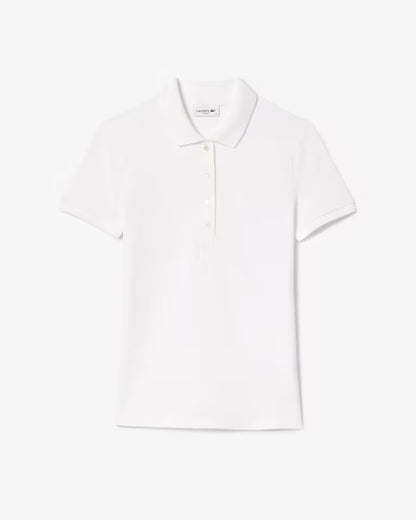 LACOSTE Polo Donna Slim fit in Piqué di cotone stretch manica corta Bianco