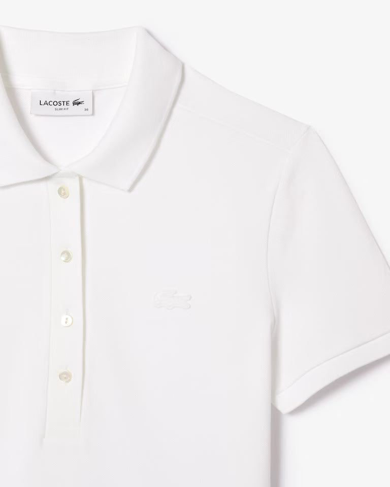 LACOSTE Polo Donna Slim fit in Piqué di cotone stretch manica corta Bianco