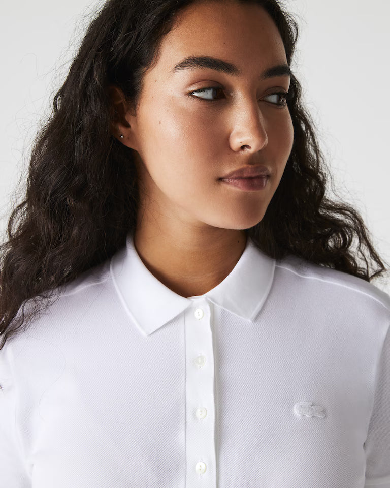 LACOSTE Polo Donna Slim fit in Piqué di cotone stretch manica corta Bianco