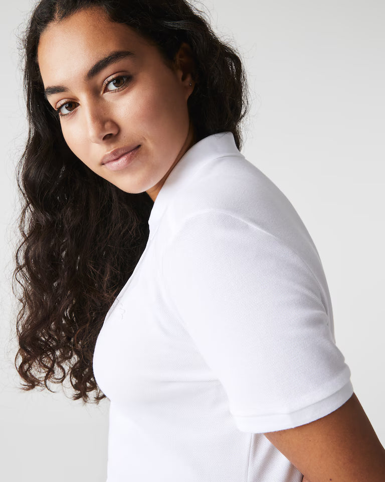 LACOSTE Polo Donna Slim fit in Piqué di cotone stretch manica corta Bianco