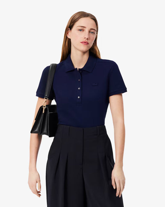 LACOSTE Polo Donna Slim fit in Piqué di cotone stretch manica corta Blu