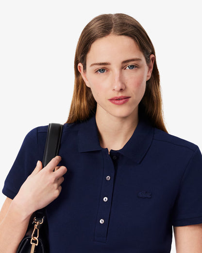 LACOSTE Polo Donna Slim fit in Piqué di cotone stretch manica corta Blu