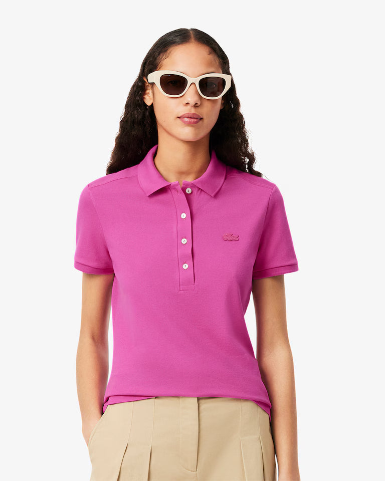 LACOSTE Polo Donna Slim fit in Piqué di cotone stretch manica corta rosa