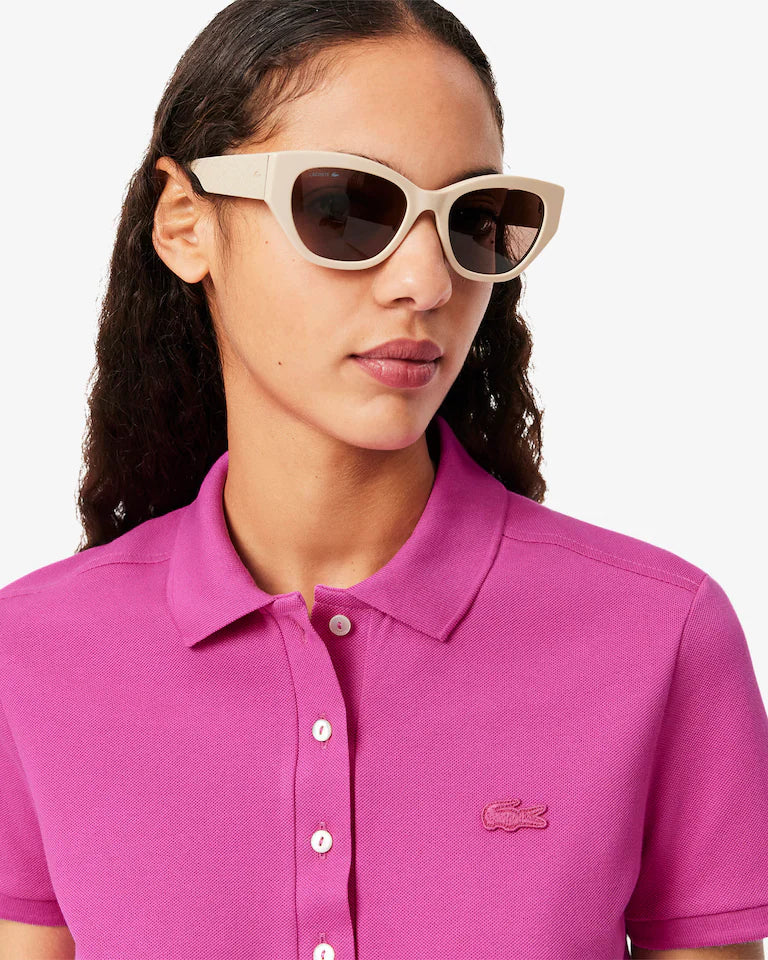 LACOSTE Polo Donna Slim fit in Piqué di cotone stretch manica corta rosa