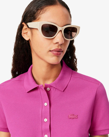 LACOSTE Polo Donna Slim fit in Piqué di cotone stretch manica corta rosa