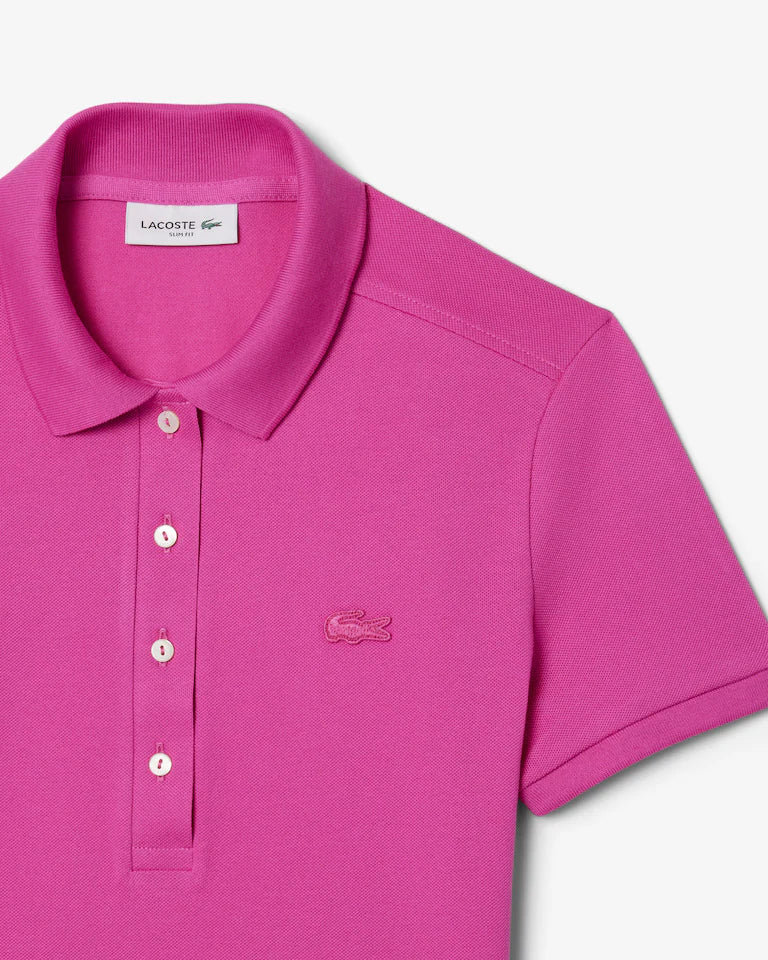 LACOSTE Polo Donna Slim fit in Piqué di cotone stretch manica corta rosa