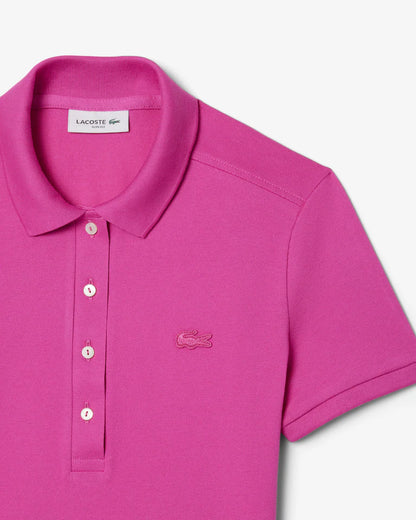 LACOSTE Polo Donna Slim fit in Piqué di cotone stretch manica corta rosa