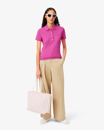 LACOSTE Polo Donna Slim fit in Piqué di cotone stretch manica corta rosa