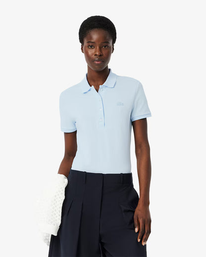 LACOSTE Polo Donna Slim fit in Piqué di cotone stretch manica corta Celeste