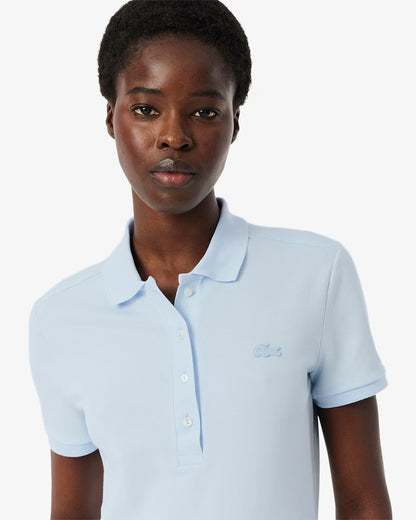 LACOSTE Polo Donna Slim fit in Piqué di cotone stretch manica corta Celeste