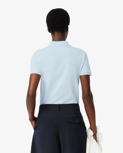LACOSTE Polo Donna Slim fit in Piqué di cotone stretch manica corta Celeste