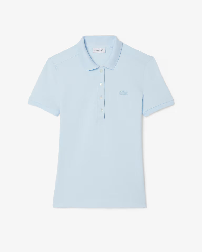 LACOSTE Polo Donna Slim fit in Piqué di cotone stretch manica corta Celeste
