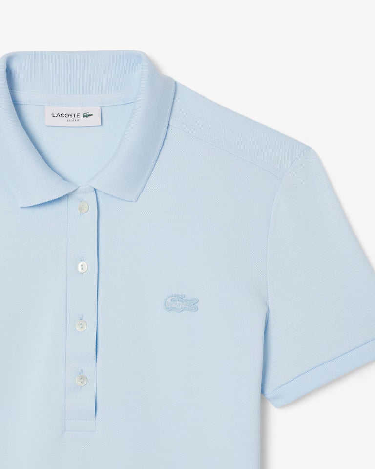 LACOSTE Polo Donna Slim fit in Piqué di cotone stretch manica corta Celeste