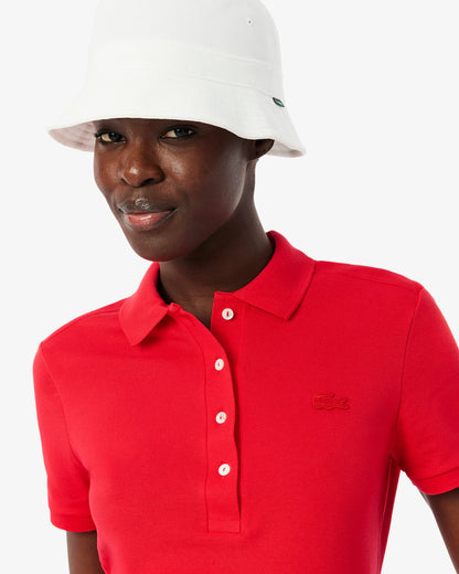 LACOSTE Polo Donna Slim fit in Piqué di cotone stretch manica corta Rossa