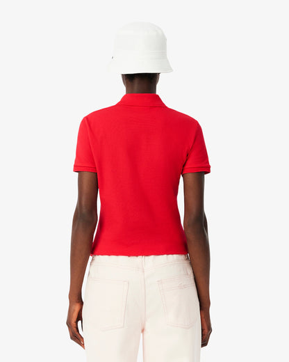 LACOSTE Polo Donna Slim fit in Piqué di cotone stretch manica corta Rossa