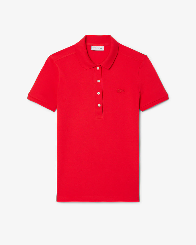 LACOSTE Polo Donna Slim fit in Piqué di cotone stretch manica corta Rossa