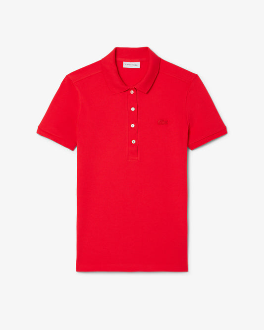 LACOSTE Polo Donna Slim fit in Piqué di cotone stretch manica corta Rossa