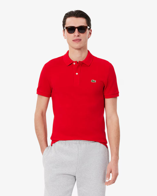 Lacoste · Polo uomo manica corta slim piqué rosso
