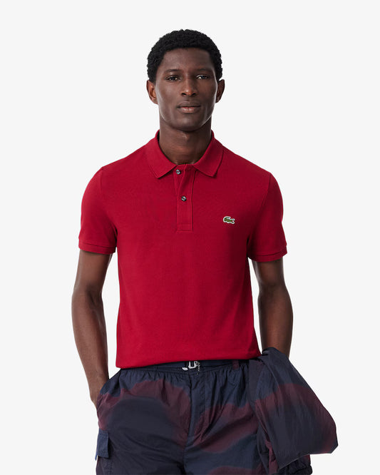 Lacoste · Polo uomo manica corta slim piqué bordeaux
