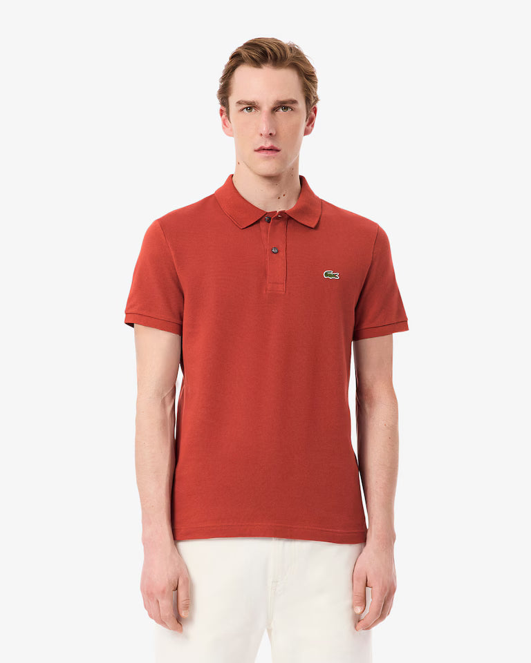 Lacoste Polo Uomo Slim Fit Piqué Manica Corta Marrone