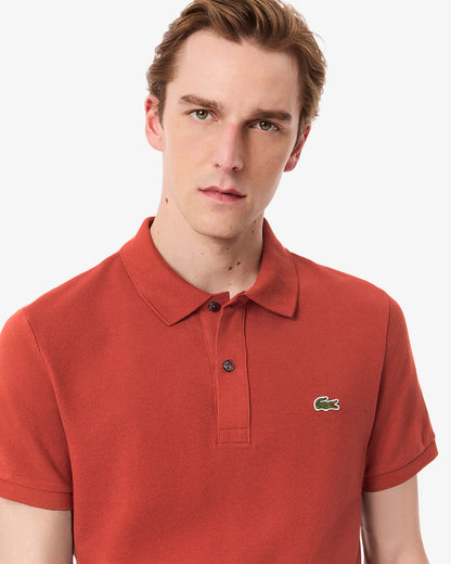 Lacoste Polo Uomo Slim Fit Piqué Manica Corta Marrone