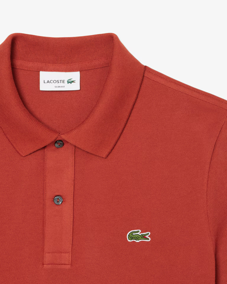Lacoste Polo Uomo Slim Fit Piqué Manica Corta Marrone