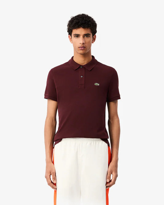 Lacoste Polo Uomo Slim Fit Manica Corta in Cotone Piqué Bordeaux