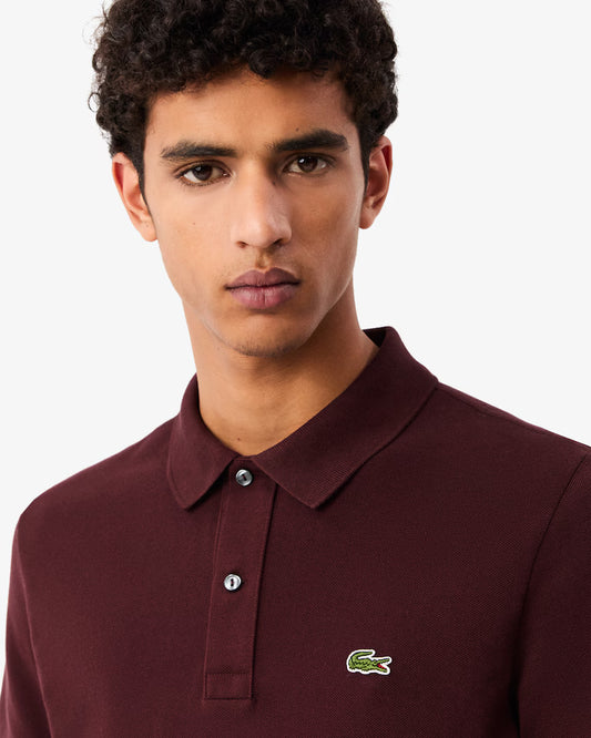 Lacoste Polo Uomo Slim Fit Manica Corta in Cotone Piqué Bordeaux