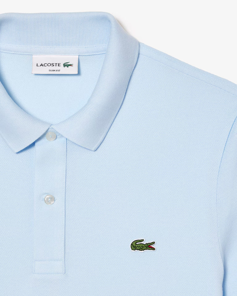 Lacoste Polo Uomo Slim Fit Piqué Manica Corta Azzurro