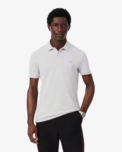 Lacoste · Polo uomo slim piqué logo jacquard grigio