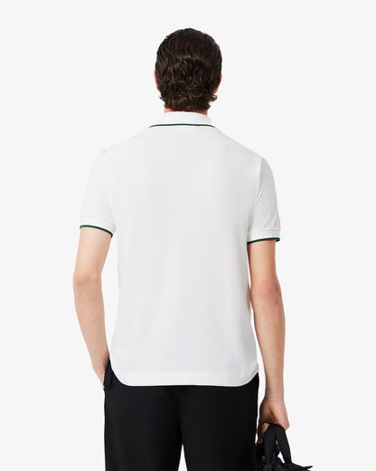 LACOSTE Polo Uomo Classic Fit con Tasca e Bordi a Contrasto Bianco