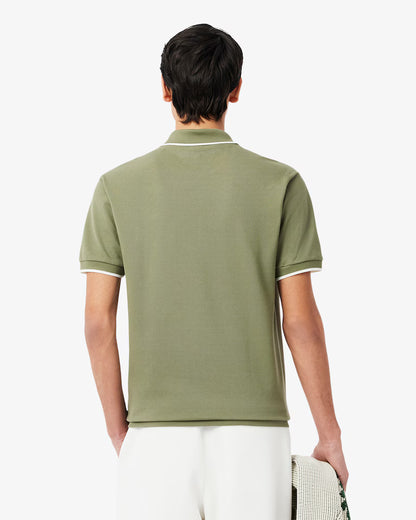 LACOSTE Polo Uomo Classic Fit con Tasca e Bordi a Contrasto Verde